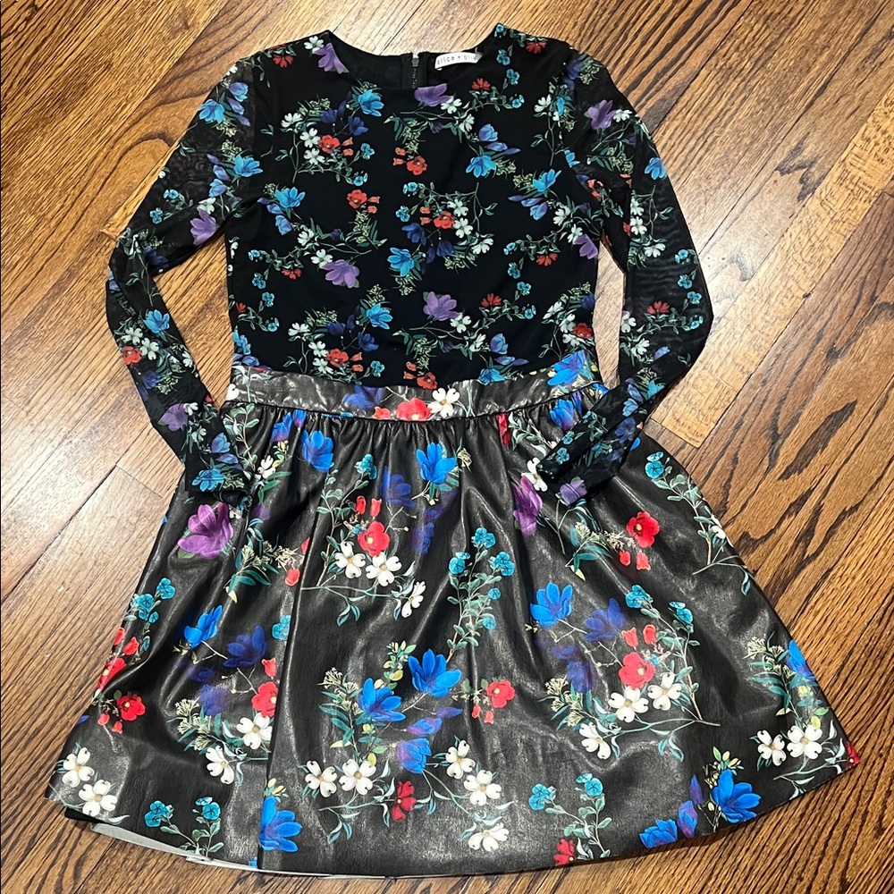 Alice + Olivia Black Floral Mini Dress
